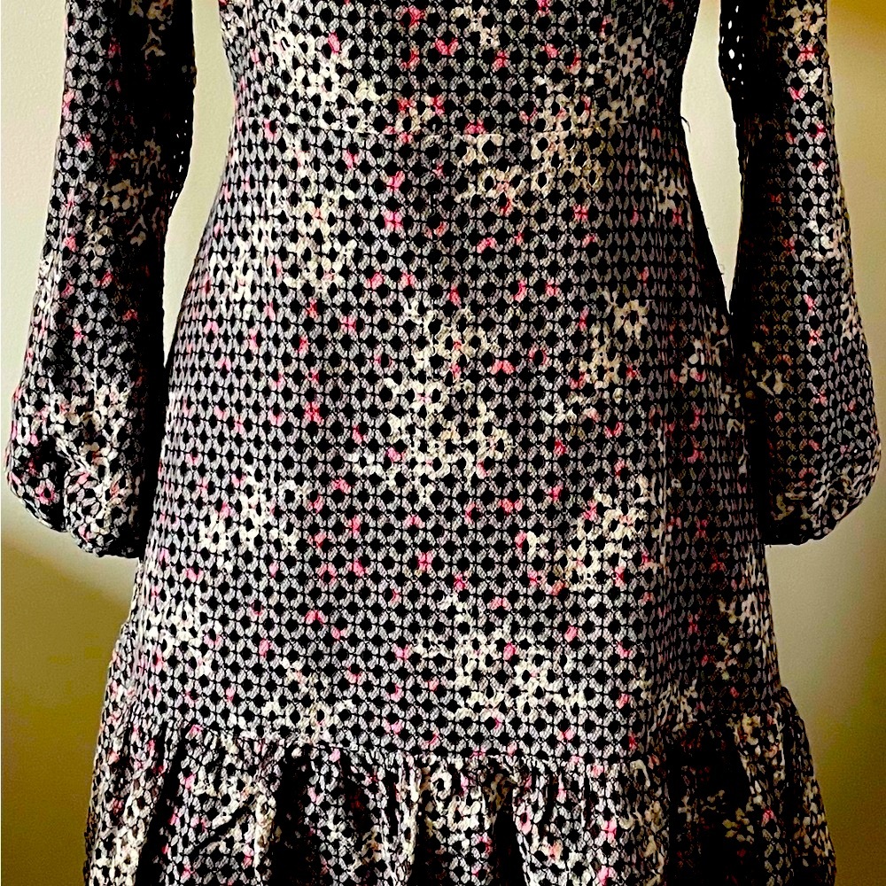 MUSE COUTURE Black and Pink Patterned Dress